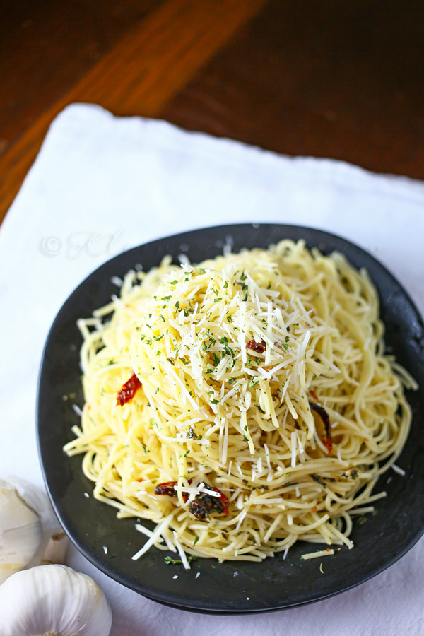 Angel Hair Pasta in Burgundy Garlic Sauce