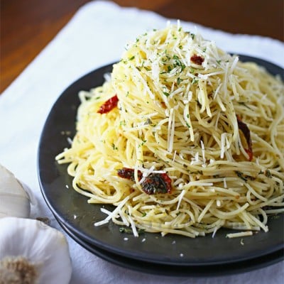 Angel Hair Pasta in Burgundy Garlic Sauce