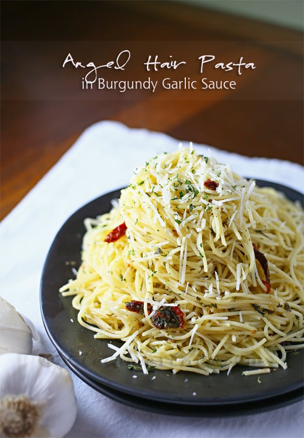 Angel Hair Pasta in Burgundy Garlic Sauce