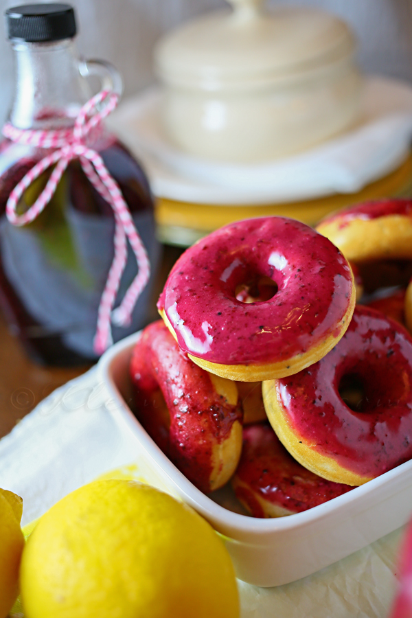 Lemon Poppy Seed Donuts w/ Lemon Blueberry Glaze