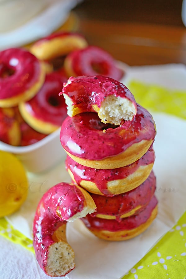 Lemon Poppy Seed Donuts w/ Lemon Blueberry Glaze