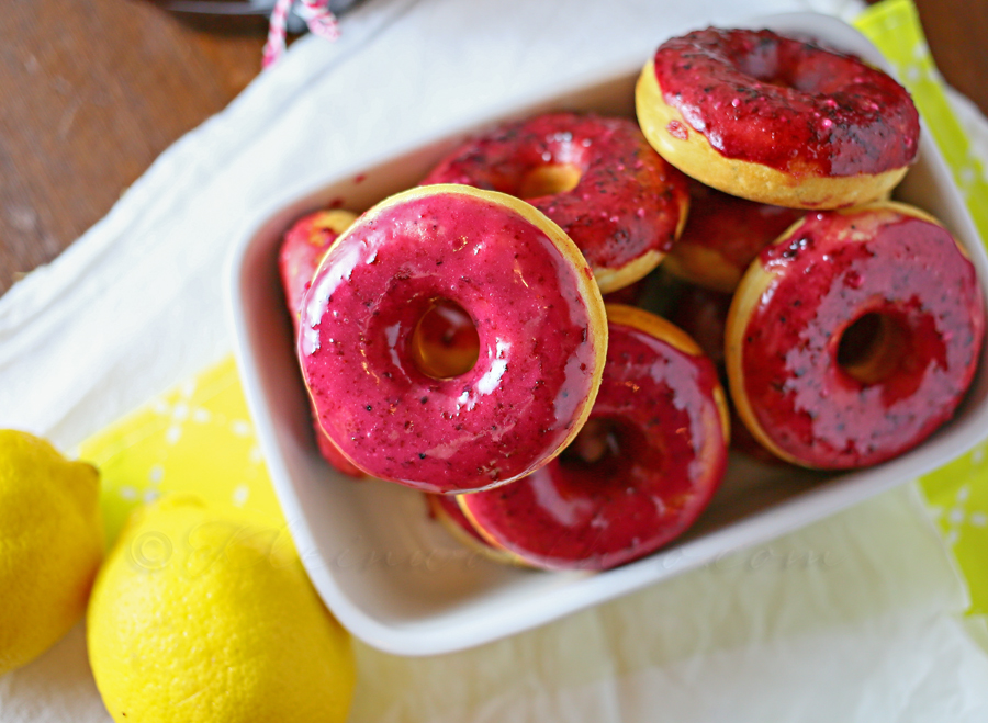 Lemon Poppy Seed Donuts w/ Lemon Blueberry Glaze