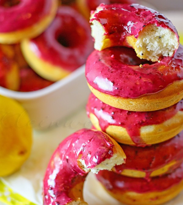 Lemon Poppy Seed Donuts w/ Lemon Blueberry Glaze