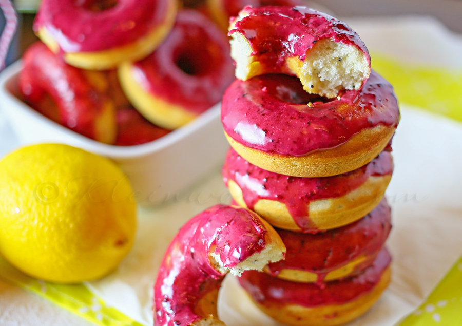Lemon Poppy Seed Donuts w/ Lemon Blueberry Glaze
