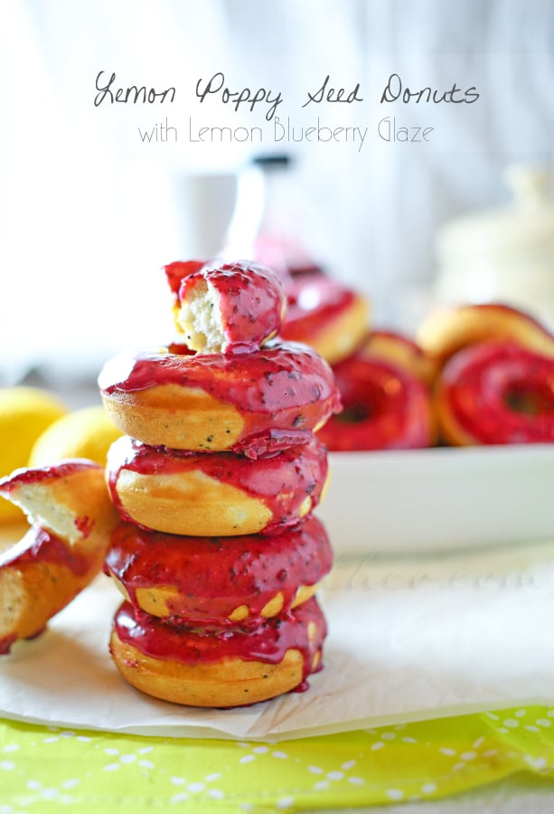 Lemon Poppy Seed Donuts w/ Lemon Blueberry Glaze