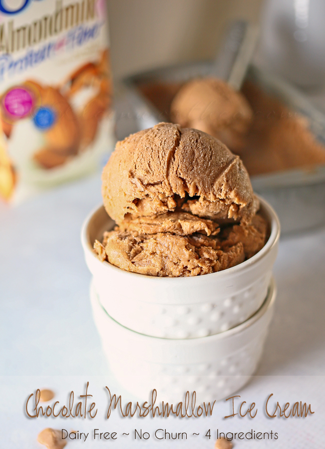 Chocolate Marshmallow Ice Cream - No Churn, Dairy Free, Only 4 Ingredients #SilkAlmondBlends #shop