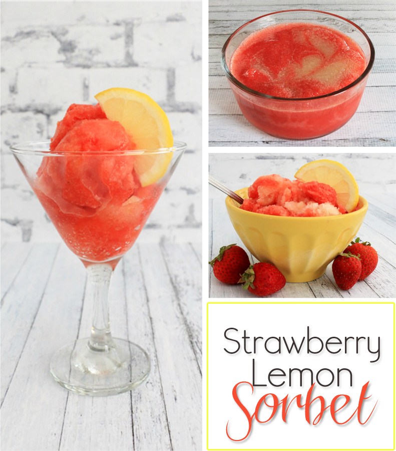 strawberry lemon swirled sorbet