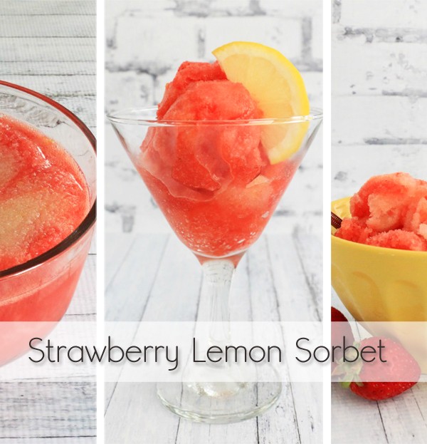 strawberry lemon swirled sorbet