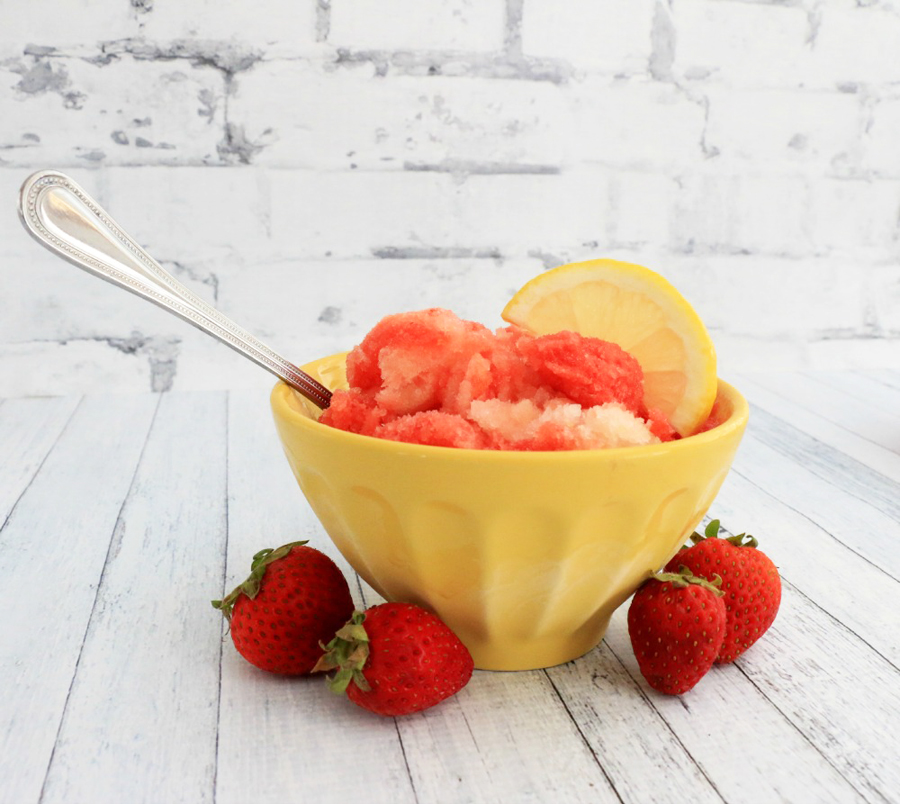 strawberry lemon swirled sorbet