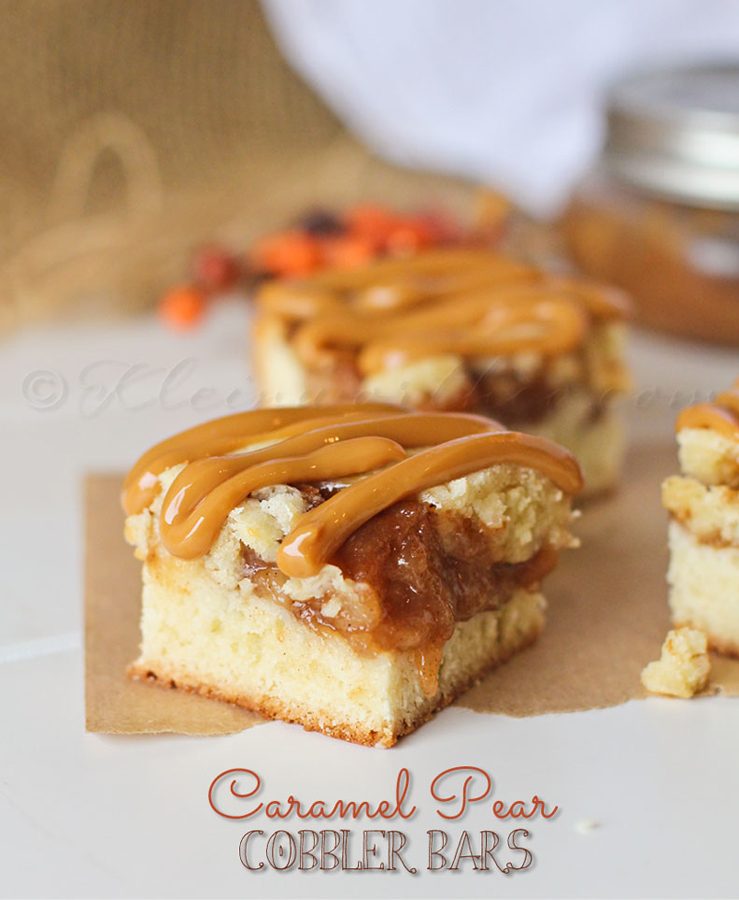 Caramel Pear Cobbler Bars from kleinworthco.com