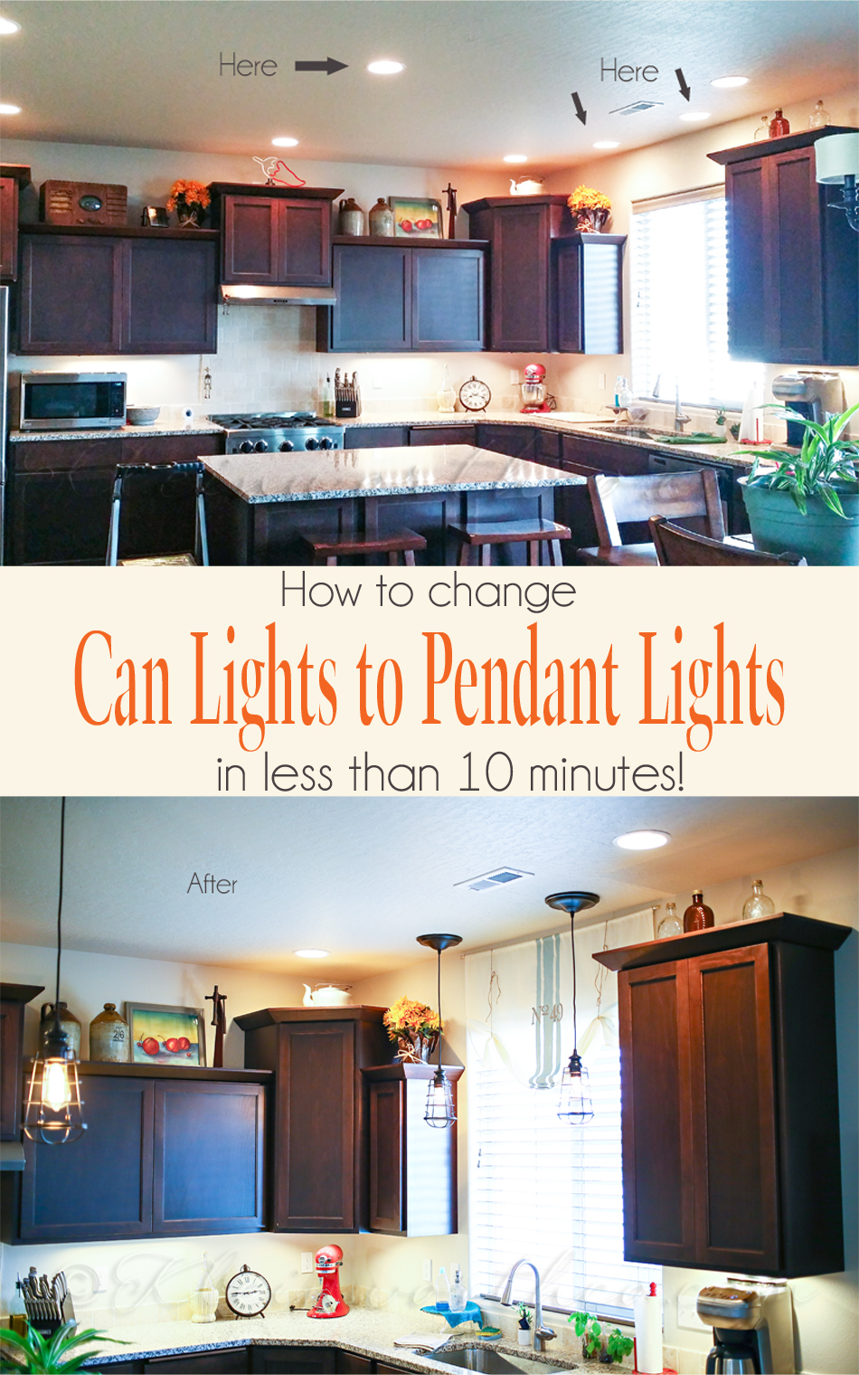 Change Can Lights to Pendant Lights {in less than 10 minutes}