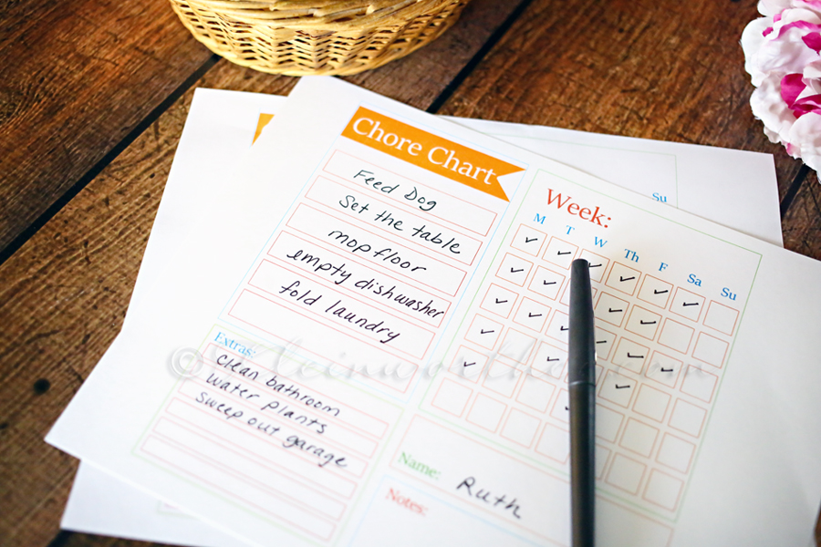 Chore Chart Checklist Template 