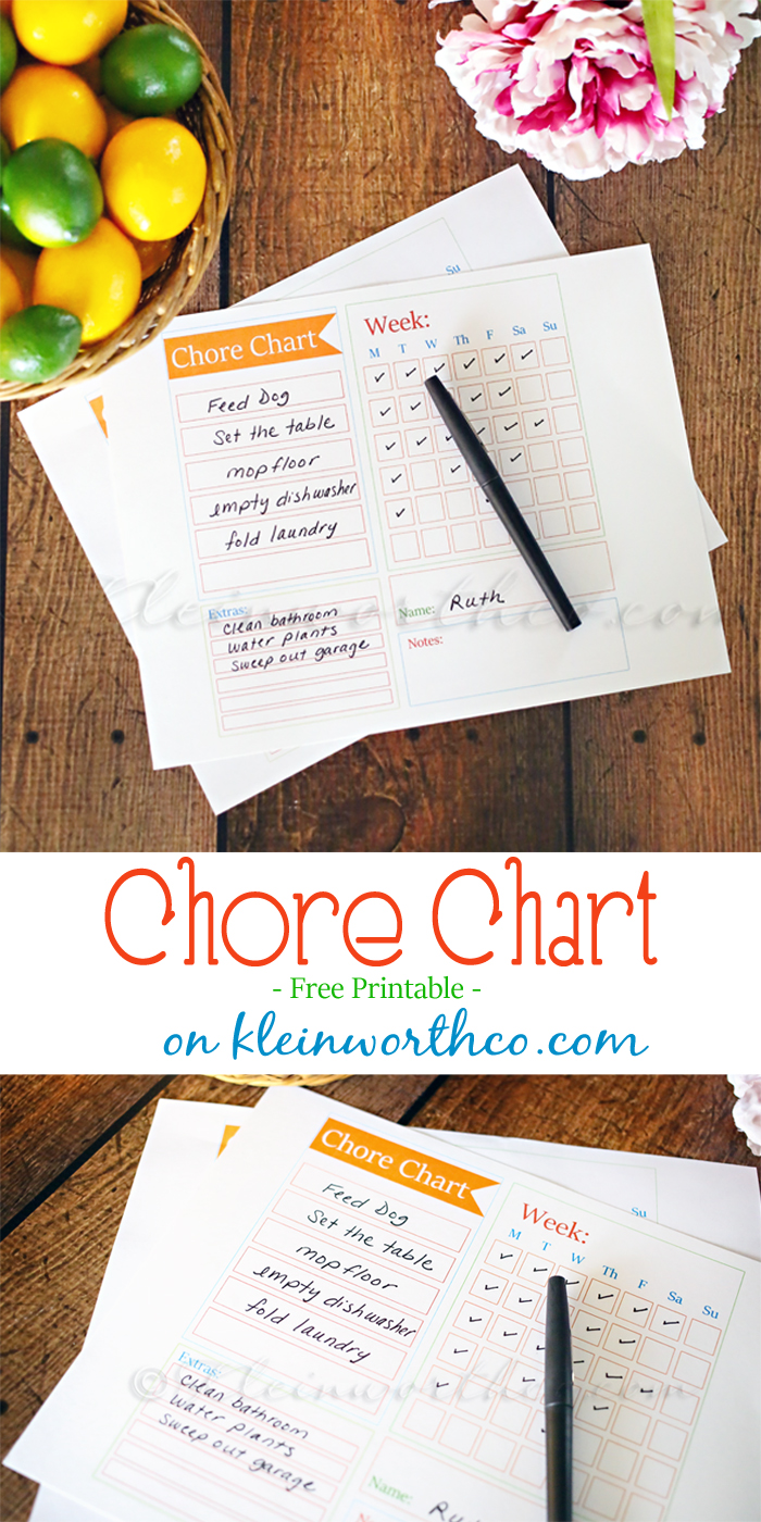 Chore Chart Checklist Template 