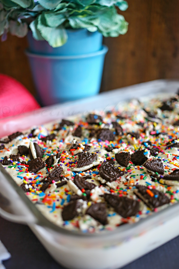 Cake Batter Oreo Cheesecake Dessert