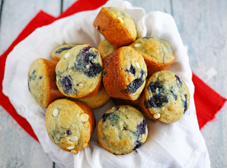 Blueberry White Chocolate Pancake Muffins