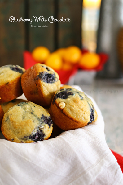 Blueberry White Chocolate Pancake Muffins