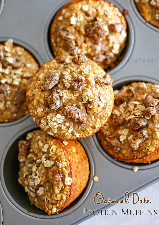 Oatmeal Date Protein Muffins : Healthy Breakfast Ideas