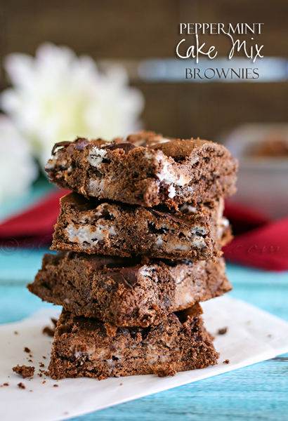 Peppermint Cake Mix Brownies