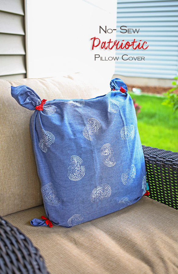 No Sew Patriotic Pillow Cover