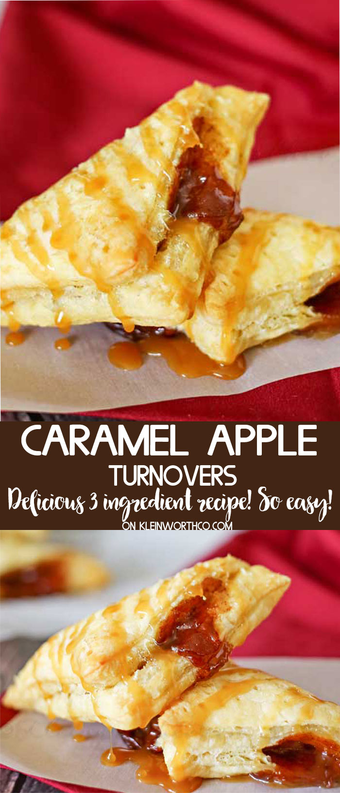 Caramel Apple Turnovers recipe - just 3 ingredients PLUS video