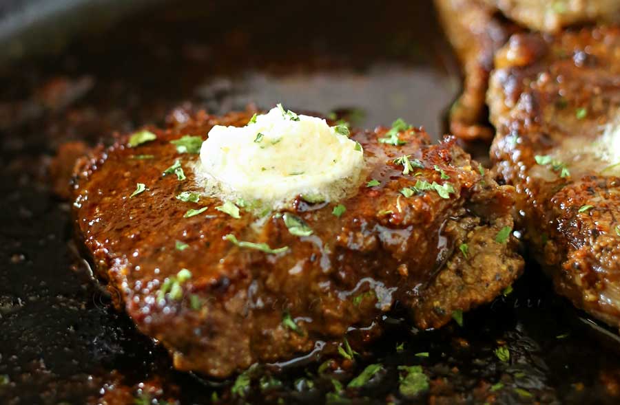 This Garlic Butter Filet Mignon is the most tender & delicious cut. Smothered in garlic butter, it melts in your mouth. A great easy family dinner idea.