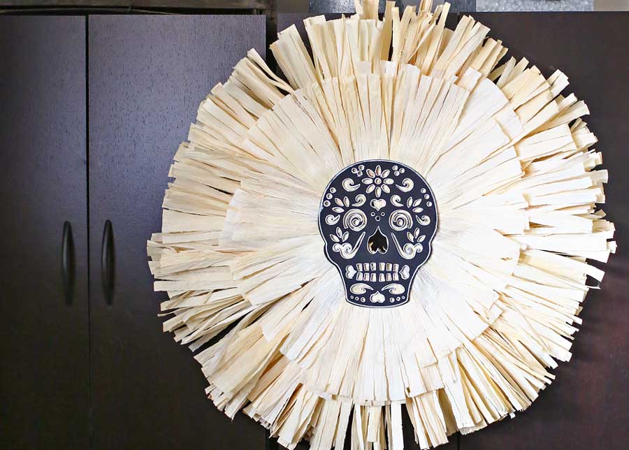 Sugar Skull Corn Husk Wreath