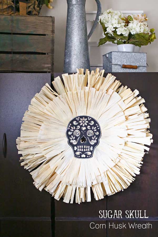 Sugar Skull Corn Husk Wreath