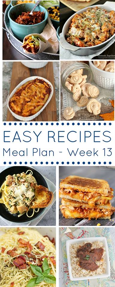 Easy Dinner Recipes Meal Plan {Week 13}