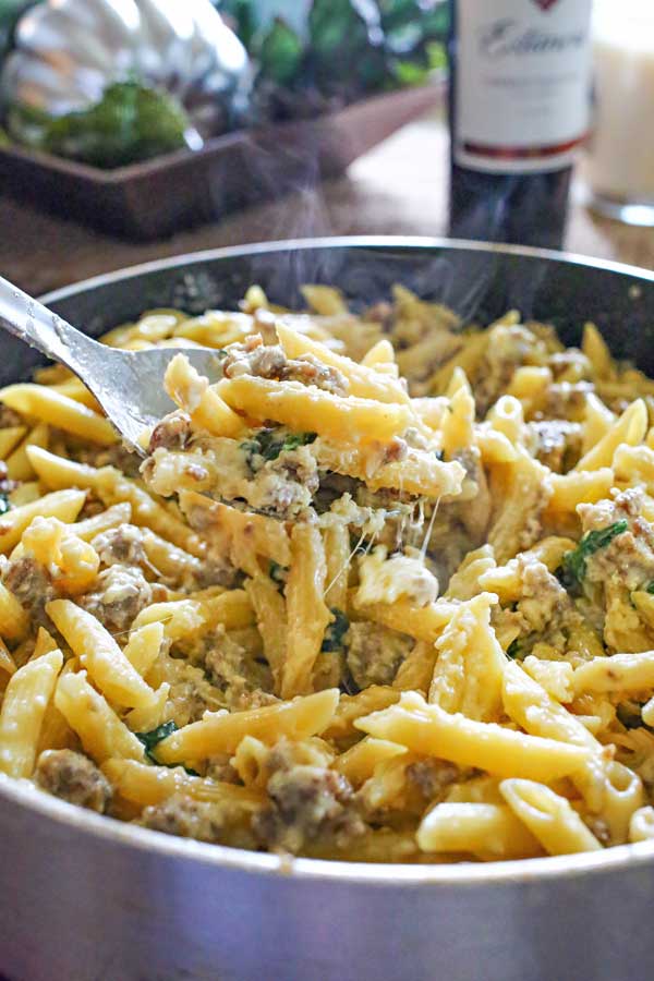 Spinach & Sausage One-Pan Alfredo