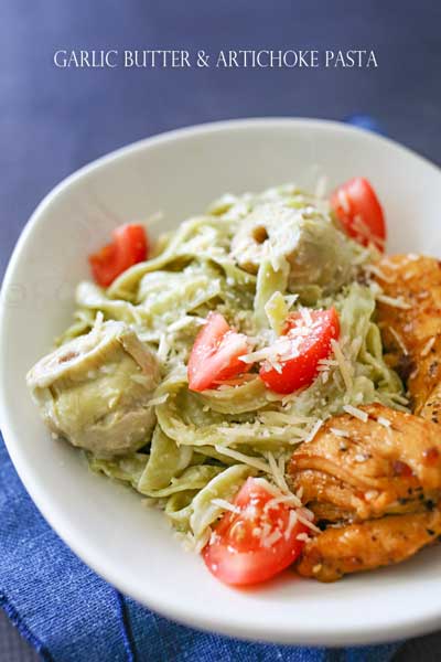 Garlic Butter Artichoke Pasta