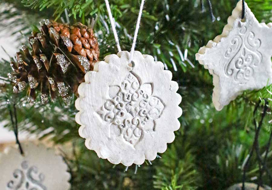 Stamped Clay Ornaments w/ Homemade Clay Recipe