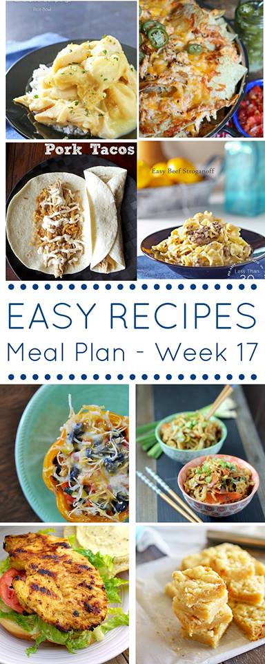 Easy Dinner Recipes Meal Plan {Week 17}