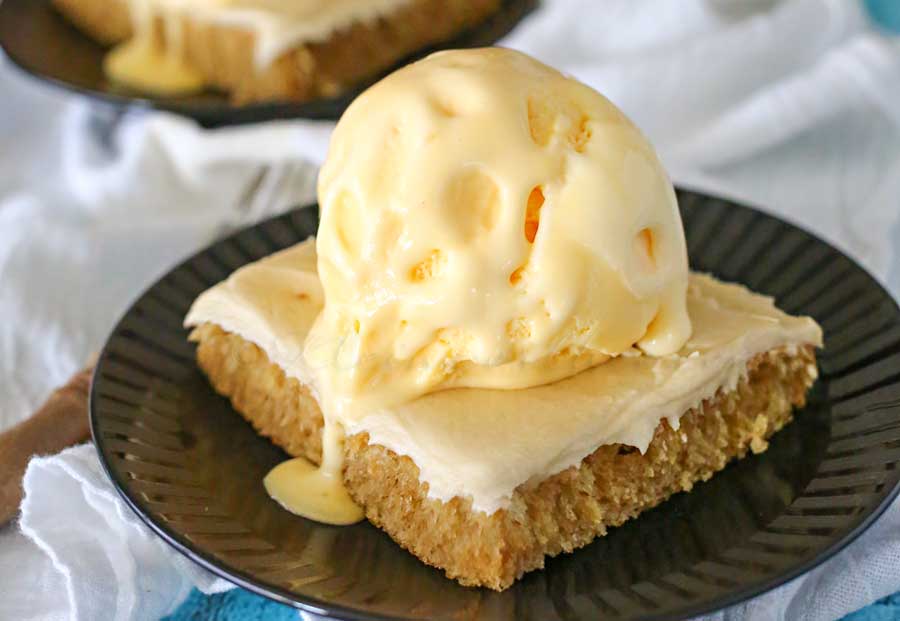 Peanut Butter Sheet Cake & Maple Frosting