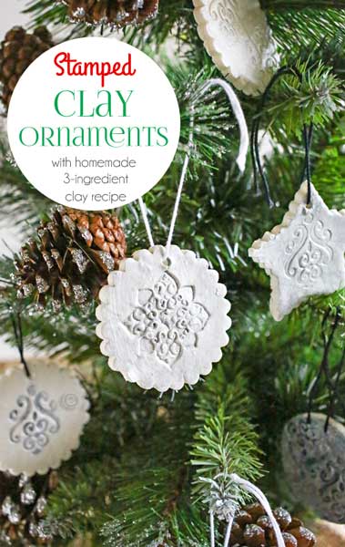 Stamped Clay Ornaments w/ Homemade Clay Recipe