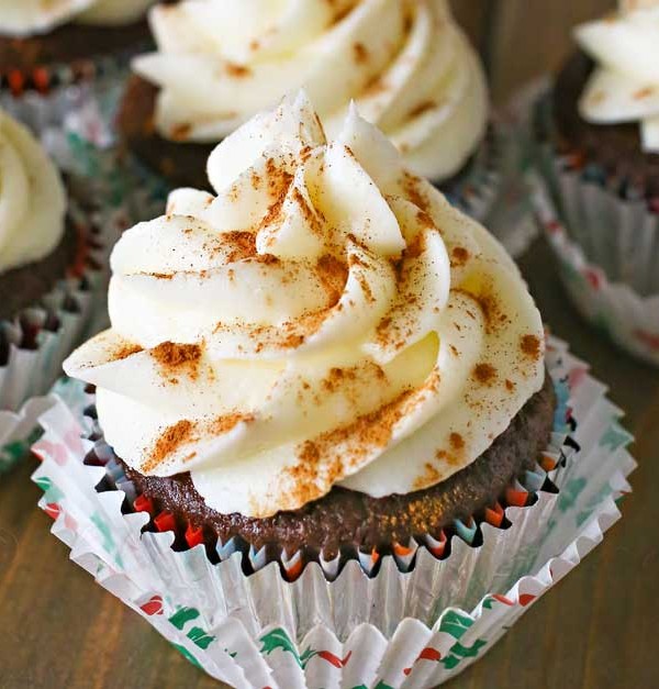 Chocolate Eggnog Cupcakes