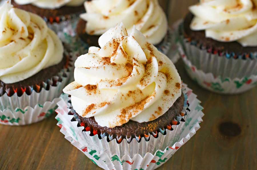 Chocolate Eggnog Cupcakes