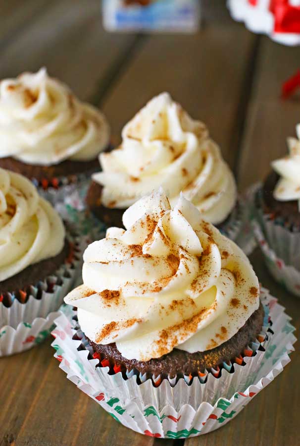 Chocolate Eggnog Cupcakes