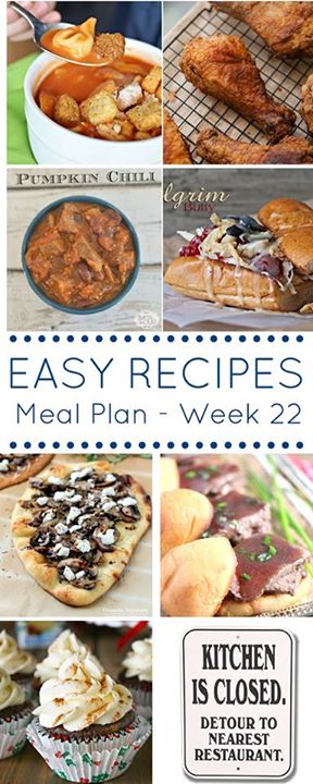 Easy Dinner Recipes Meal Plan Week 22