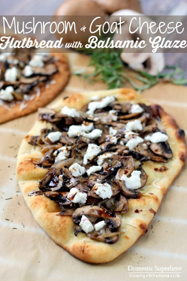 Mushroom Goat Cheese Flatbread with Balsamic Glaze