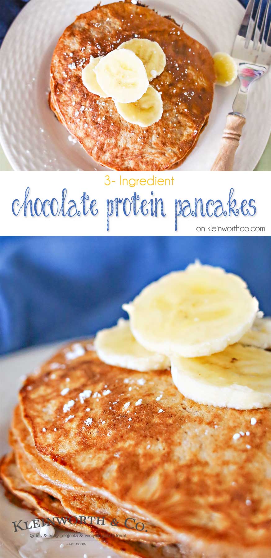 3 Ingredient Chocolate Protein Pancakes