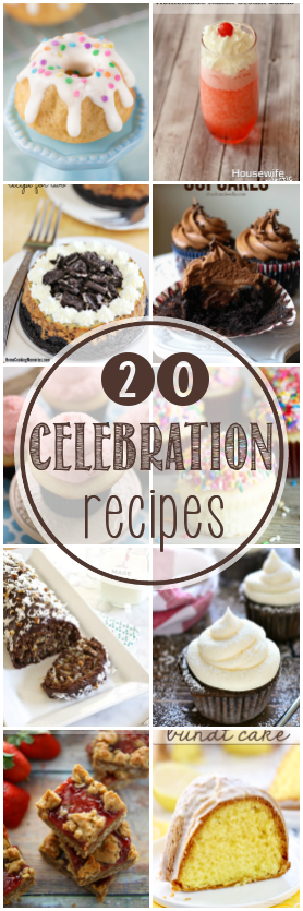 Looking for great recipes for holidays, parties & birthdays? With these 20 Recipes Perfect for Celebrations you will be set to wow your crowd & party on! Cakes, punch, Italian soda, brownies, Yummy Bar Recipes, puddings & more. It's all here & it's all AMAZINGLY DELICIOUS! Check it out!