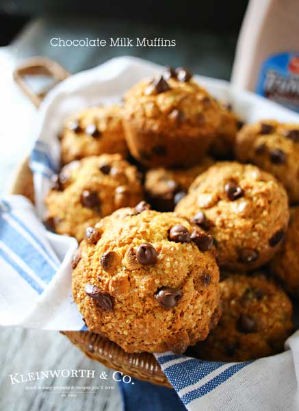 Breakfast ideas just got better with this simple & tasty muffin recipe. Chocolate Milk Muffins, made with real chocolate milk. Start the day delicious with an easy muffin recipe like this one! Don't miss the tip on how to make the muffins rise with that perfect dome shape.