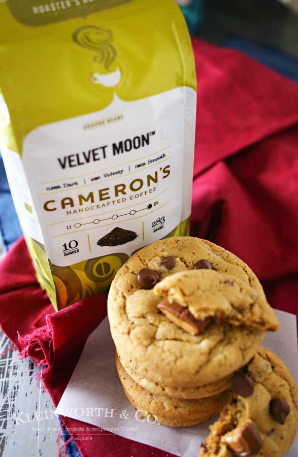 Coffee Toffee Cookies, a soft chewy cookie loaded with chocolate chips, toffee bits COFFEE Coffee Toffee Cookies, a soft chewy cookie loaded with chocolate chips, toffee bits COFFEE