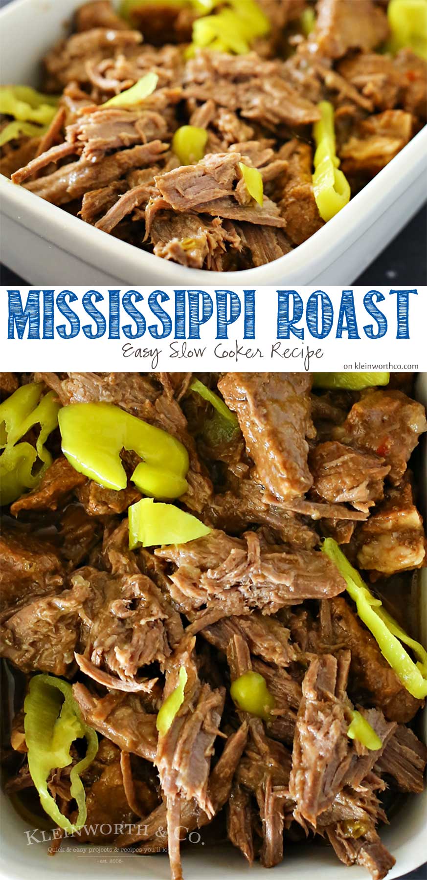 Easy family dinner ideas get even better when you add crockpot recipes like this Easy Mississippi Roast to the menu. Just toss & go for an AMAZING meal that the whole family will love. Serve over rice, mashed potatoes or even in tacos. It's a DELICIOUS dinner you will make again & again.
