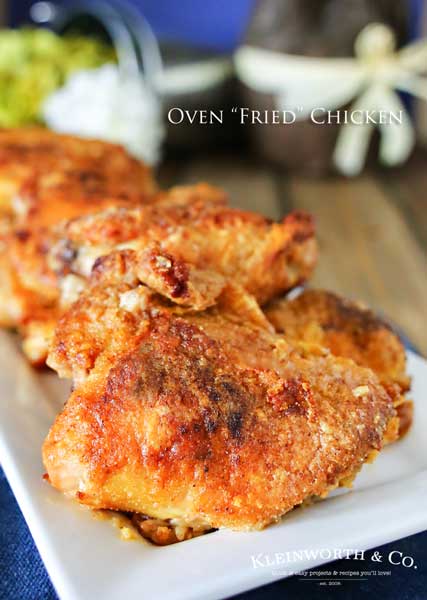 Oven Fried Chicken that comes out crispy & delicious in about an hour.