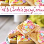 Looking for a quick little treat to serve at all your Easter gatherings? Creating cute treats like these White Chocolate Spring Cookies for Easter is easy. Simple shortbread cookies, white chocolate & Easter sprinkles is so much fun! These literally take about 15 minutes to make & everyone just loves them. People will think you slaved away in the kitchen for hours. They are an adorable Easter dessert that bring BIG smiles!