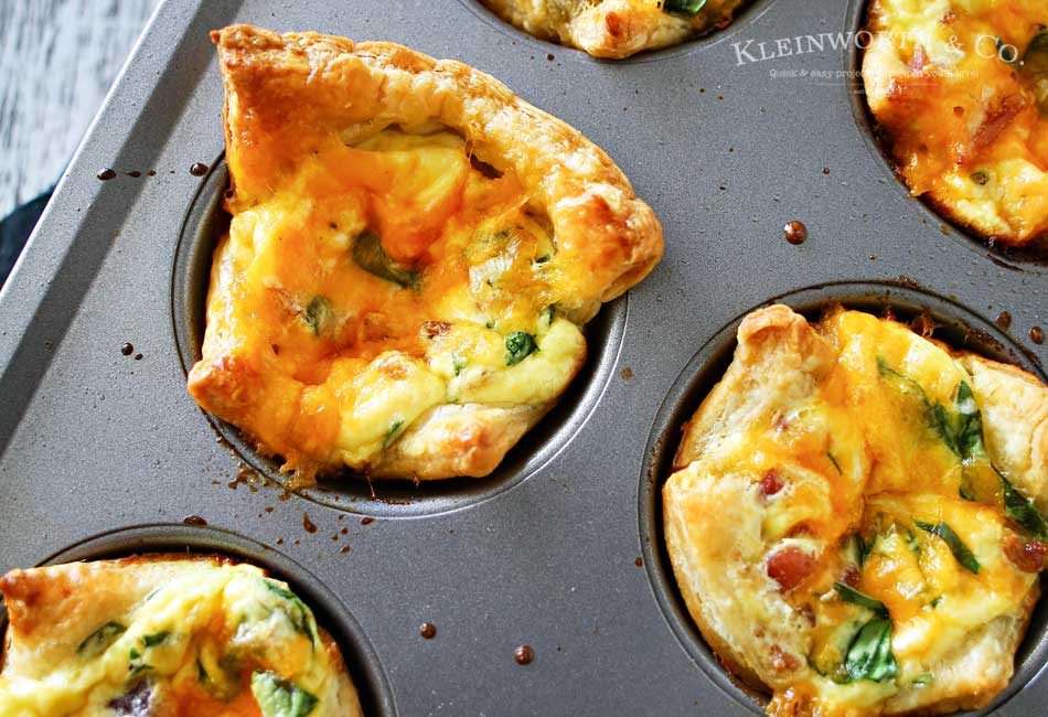 Bacon Cheddar & Spinach Quiche Cups - Kleinworth & Co