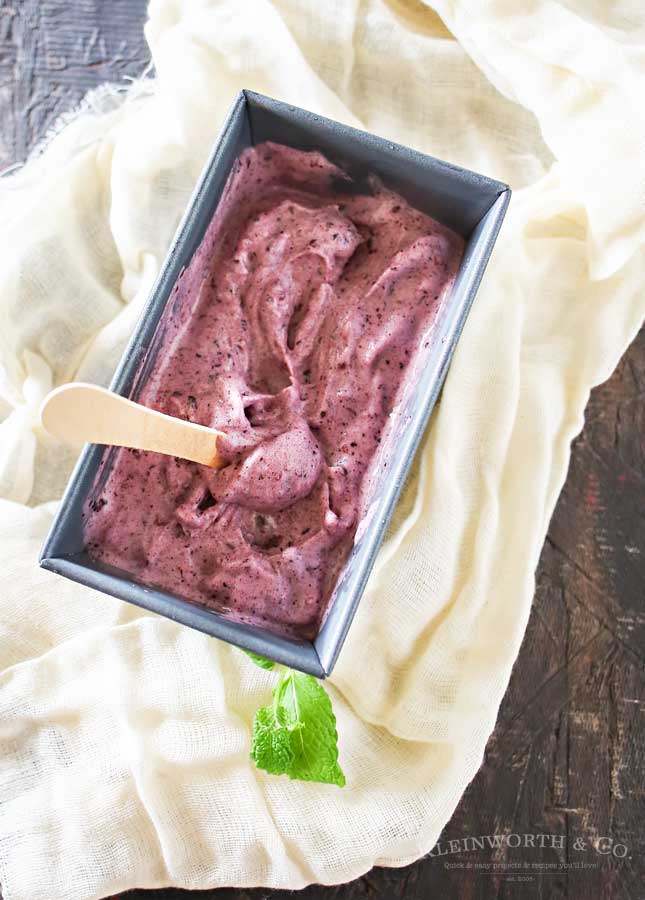 Simple Blueberry Ice Cream is a delicious dairy-free, 3-ingredient recipe with just blueberries, bananas & honey. It takes just a couple minutes & a blender! It's a nutritious dessert that you won't feel guilty about.