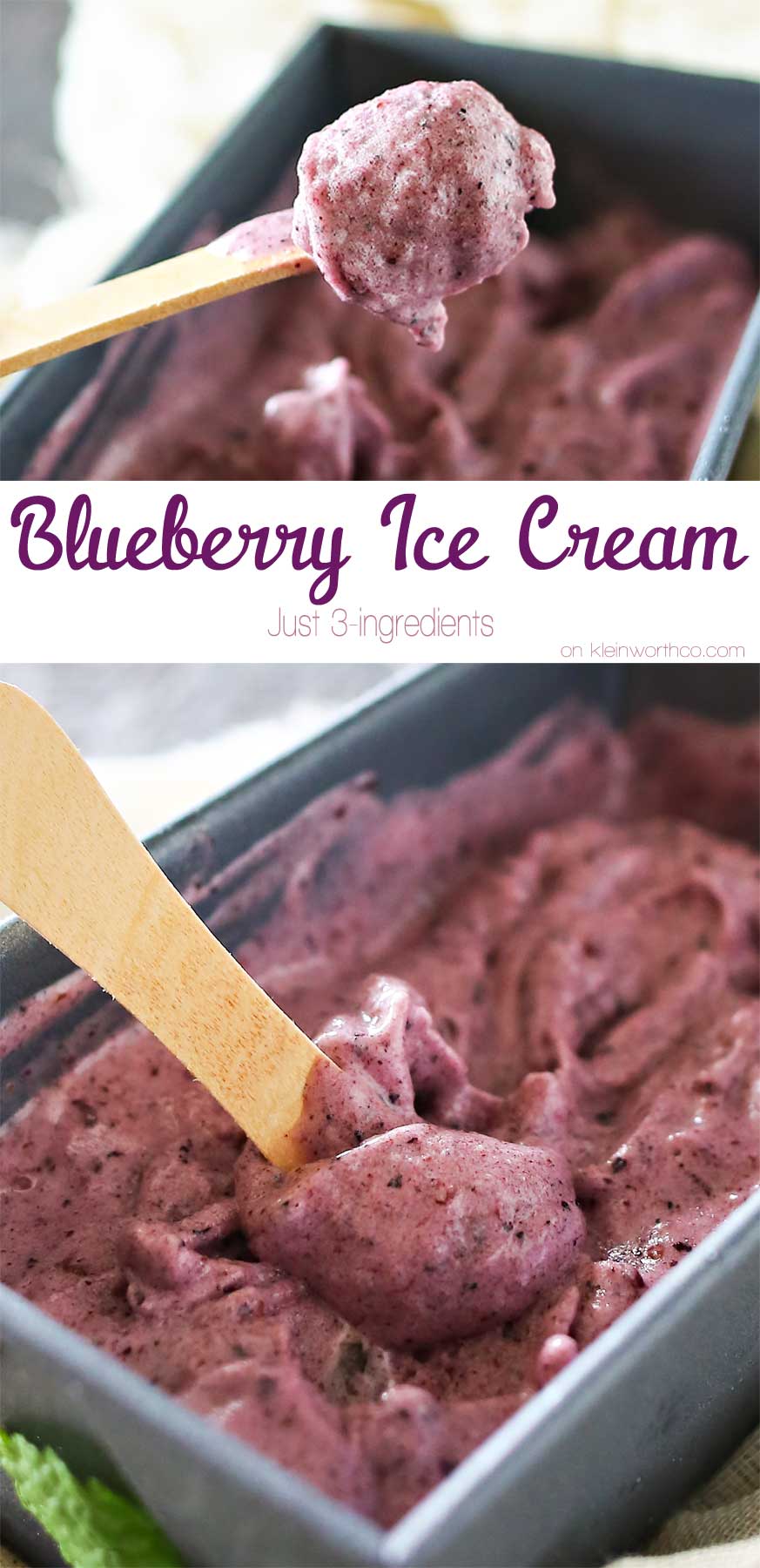 Simple Blueberry Ice Cream is a delicious dairy-free, 3-ingredient recipe with just blueberries, bananas & honey. It takes just a couple minutes & a blender! It's a nutritious dessert that you won't feel guilty about.