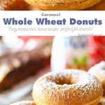 Caramel Whole Wheat Donuts are a lightened up version of the traditional baked cake donut recipe. Using whole wheat flour & just a dusting of confectioners sugar in place of frosting, they are perfect with your morning coffee or at your next brunch. Don't miss my tips for planning a coffee party too.